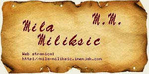 Mila Milikšić vizit kartica